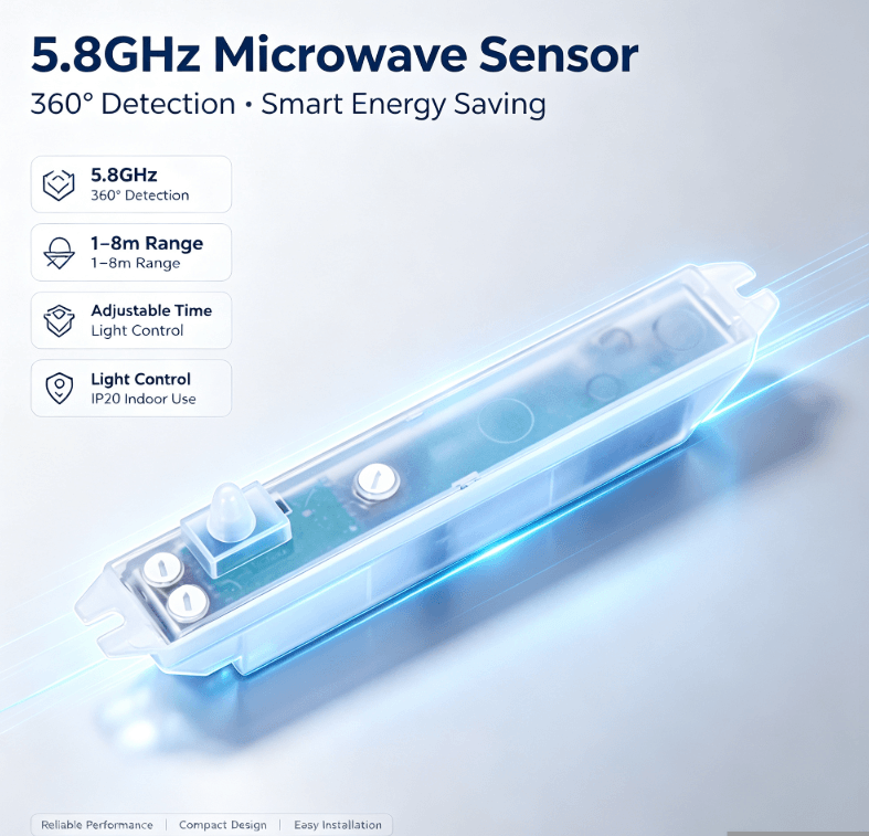 PD-MV1020 Αισθητήρας μικροκυμάτων 5,8 GHz | Κρυφή εγκατάσταση, λιγότερα ψευδή εναύσματα για φωτισμό